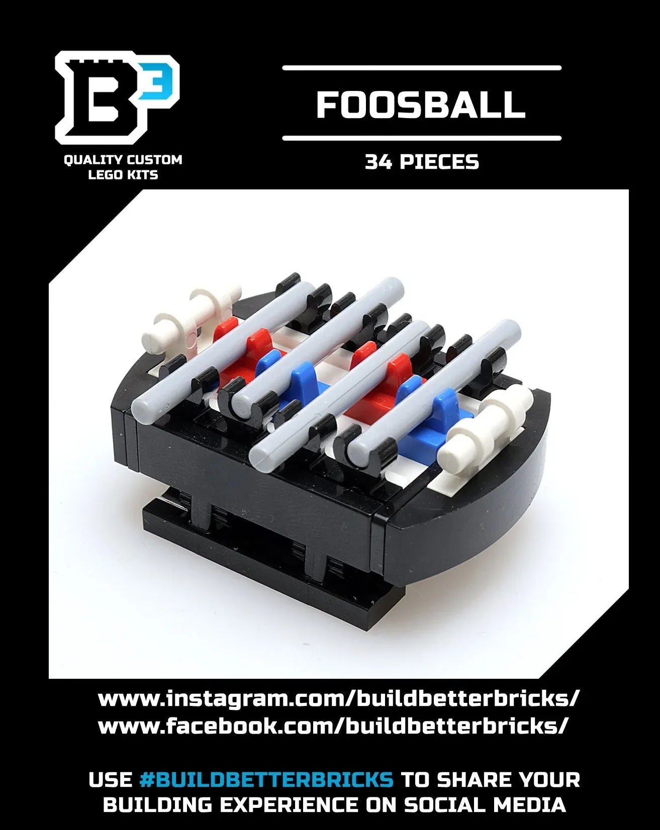Lego Foosball Table Kit for MOC Builds Includes 43 Bricks - ToylandEU