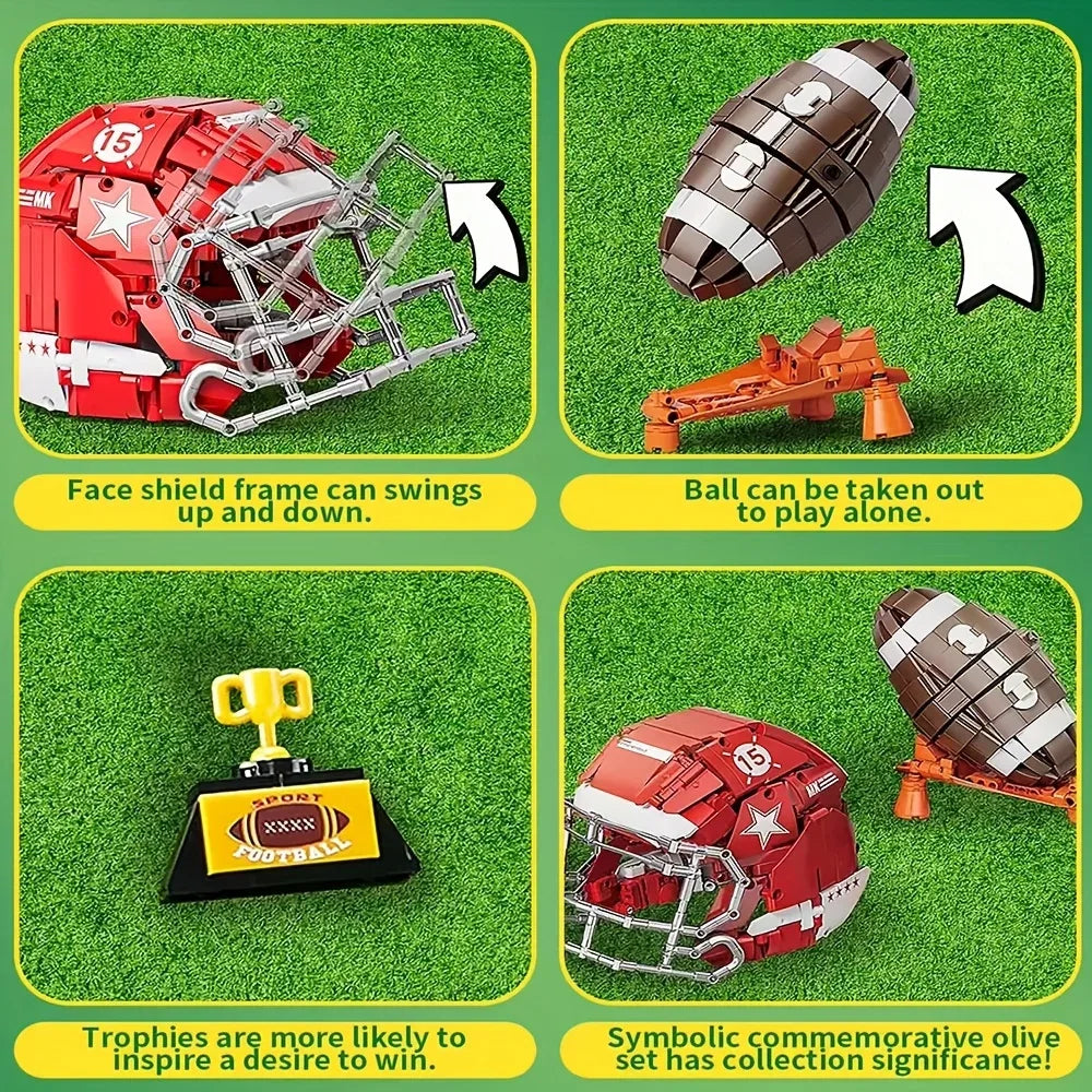 Football Helmet Building Blocks Set For DIY Fun And Gifts - ToylandEU