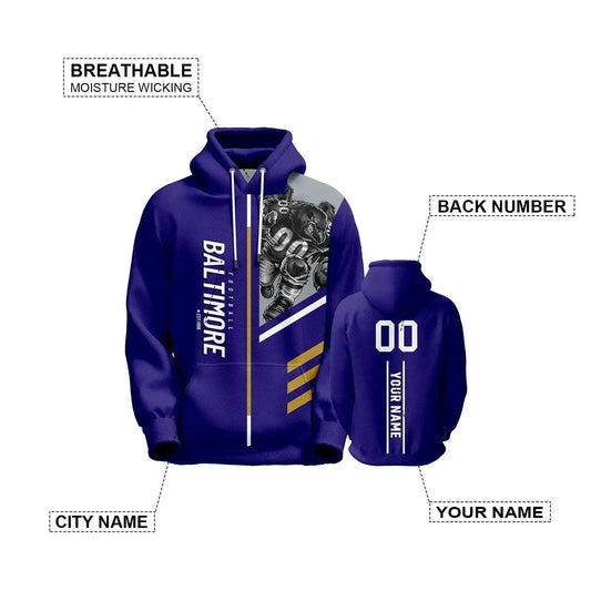  Personalized Baltimore Graffiti Hoodie – Customizable American Football Sweatshirt for Men, Women, and Youth Fans -  ToylandEU™