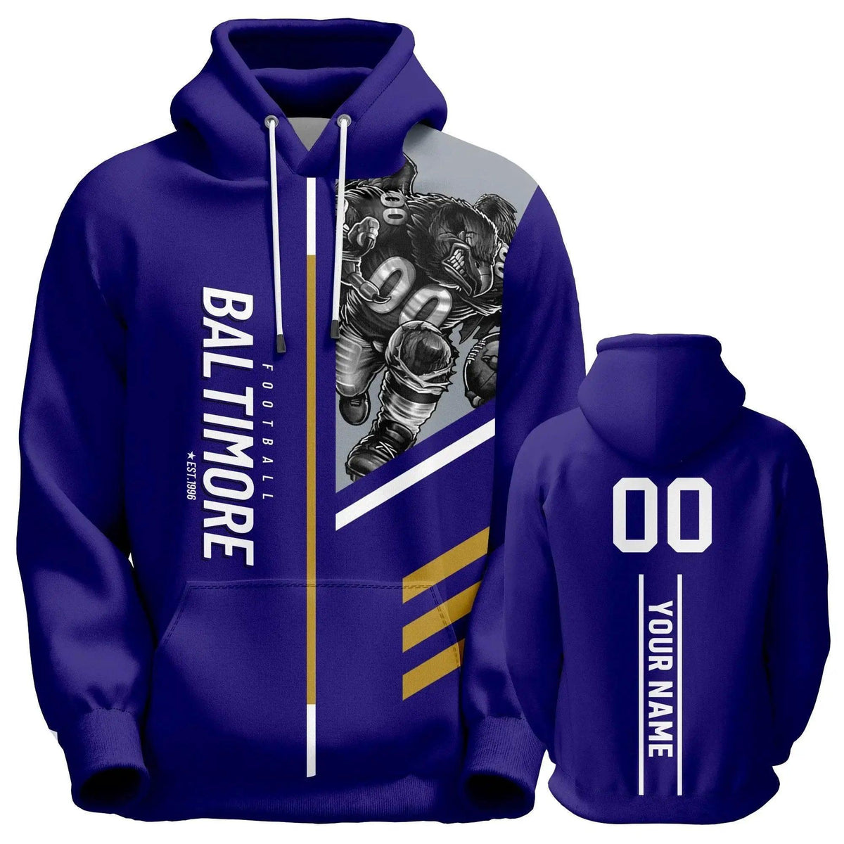  Personalized Baltimore Graffiti Hoodie – Customizable American Football Sweatshirt for Men, Women, and Youth Fans -  ToylandEU™