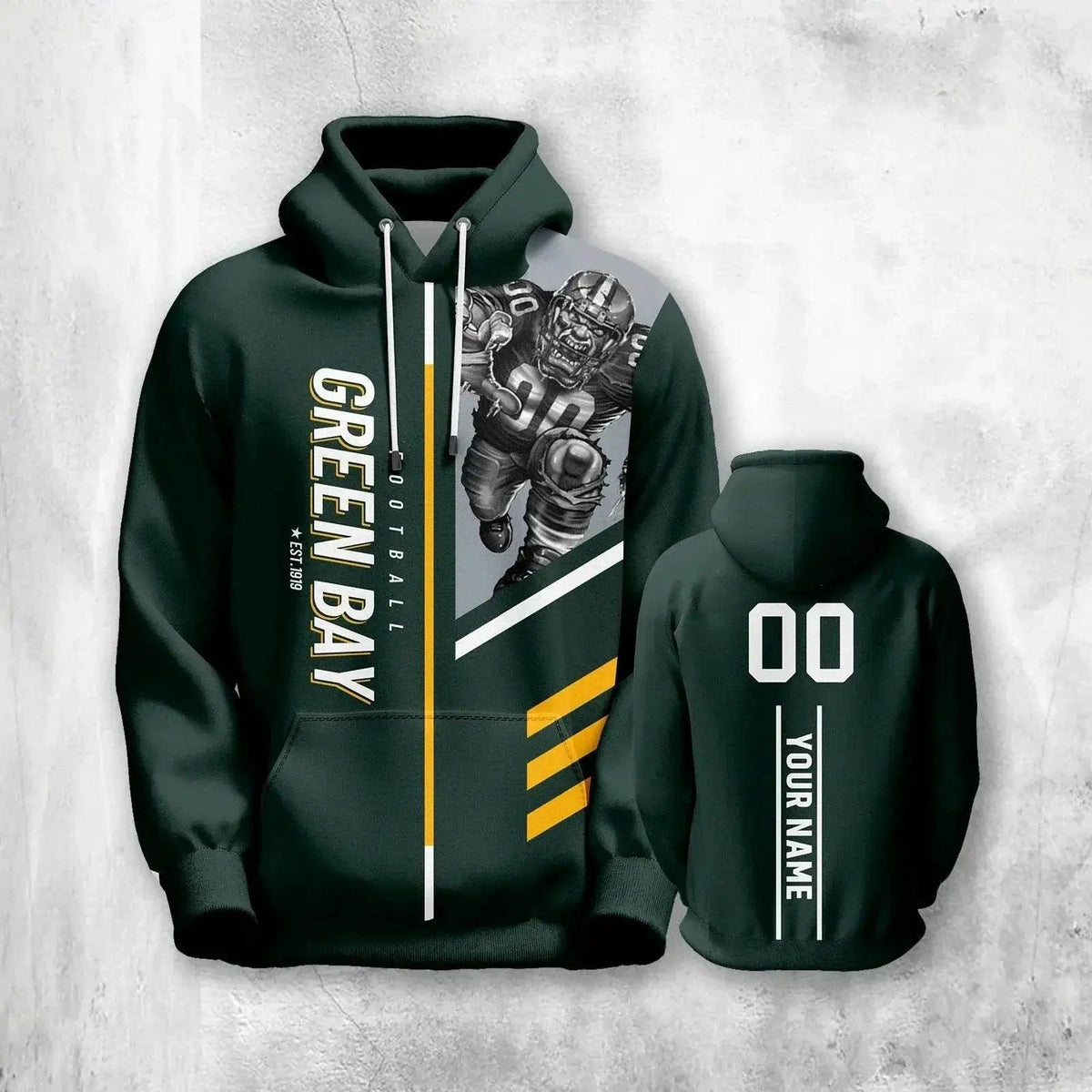  Personalized Green Bay American Football Hoodies - Custom Name & Number Sweatshirt for Men, Women, and Youth -  ToylandEU™