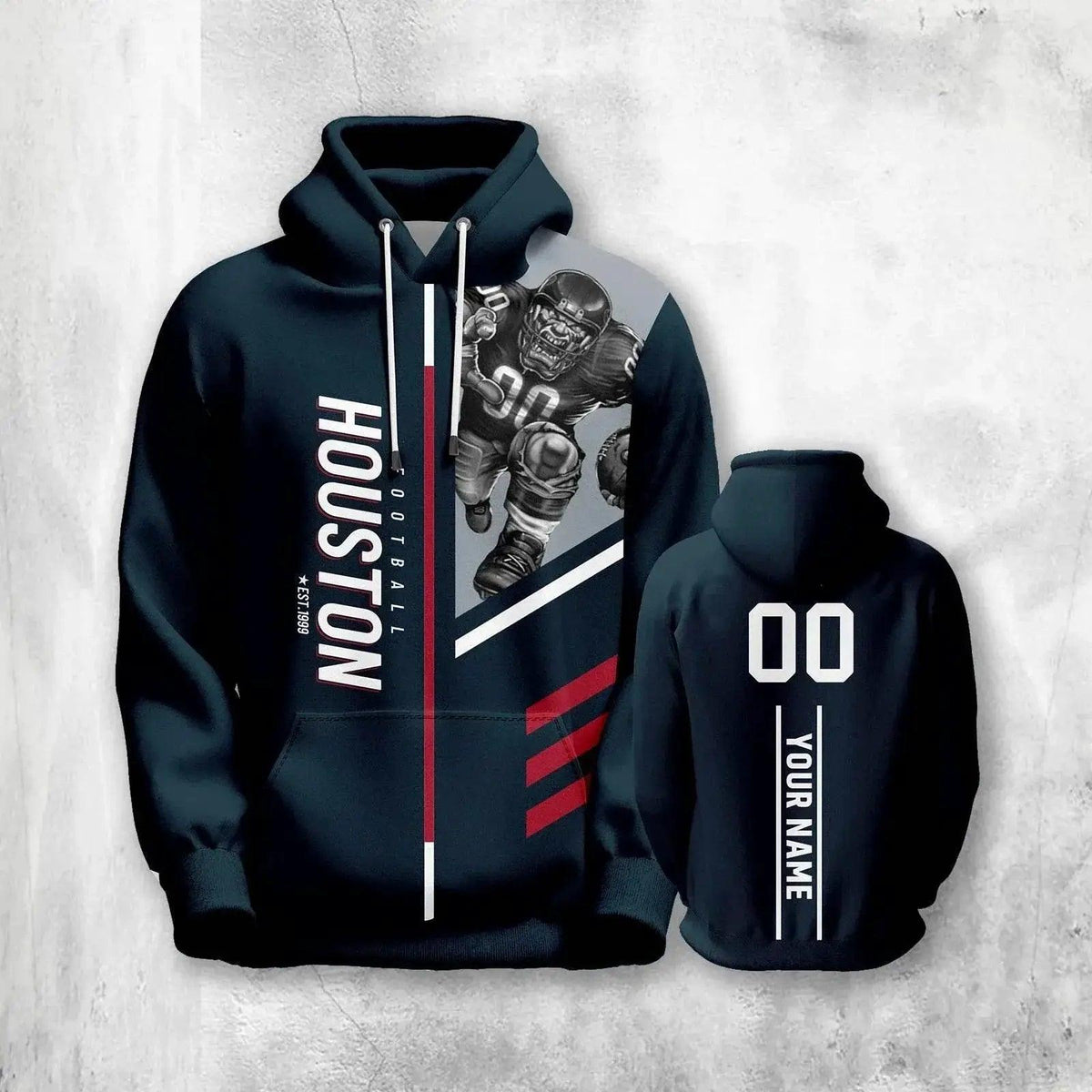  Personalized Houston 3D Printed American Football Hoodies for Men, Women, and Youth - Custom Name & Number Sweatshirts -  ToylandEU™