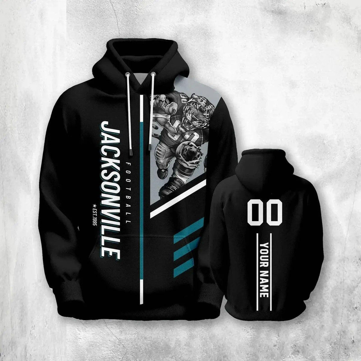  Personalized Jacksonville 3D Print American Football Hoodie with Custom Name & Number - Unisex Sweatshirt for Fans -  ToylandEU™