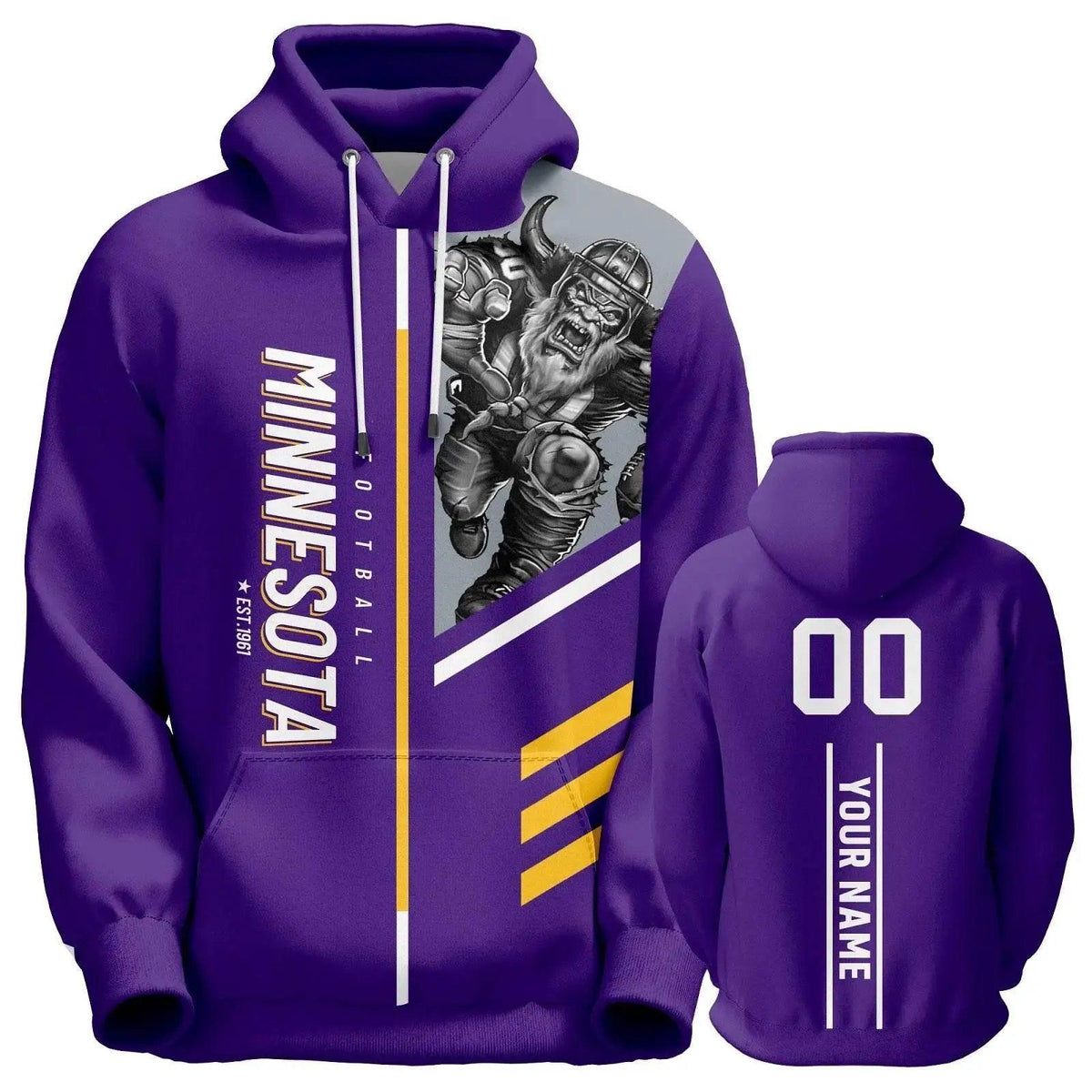  Personalized Minnesota 3D Printed American Football Hoodie - Custom Name and Number Sweatshirt for Men, Women, and Youth Fans -  ToylandEU™