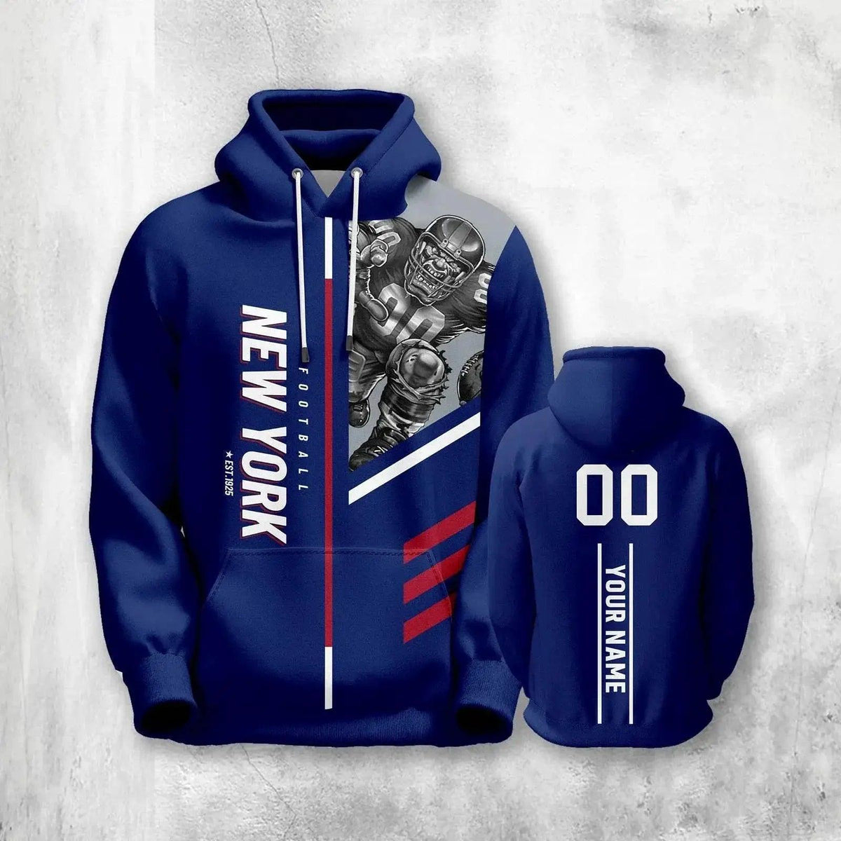  Personalized New York City Mascot 3D Print Football Hoodies with Custom Name and Number for Men, Women, and Youth -  ToylandEU™