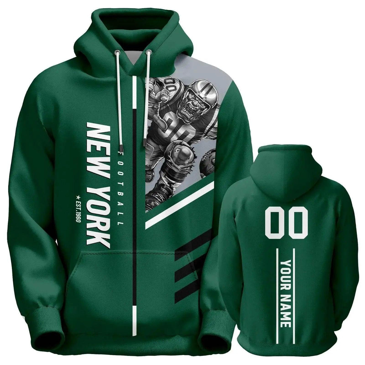  Personalized 3D Printed New York Football Hoodies - Custom Name & Number Sweatshirts for Men, Women, and Youth Fans -  ToylandEU™