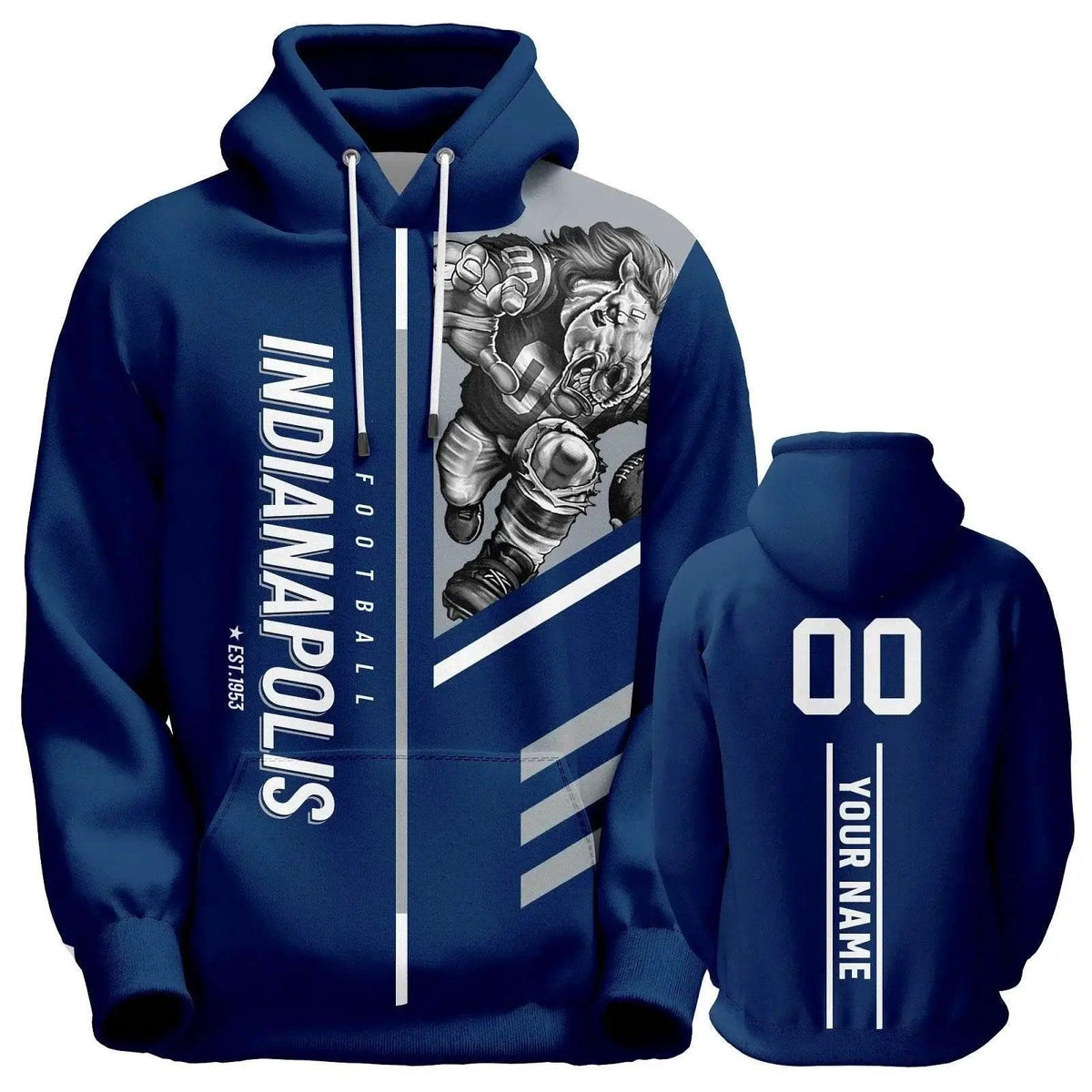  Personalized Indianapolis City Football Hoodie with Name & Number - 3D Printed Sweatshirt for Men, Women, and Youth -  ToylandEU™