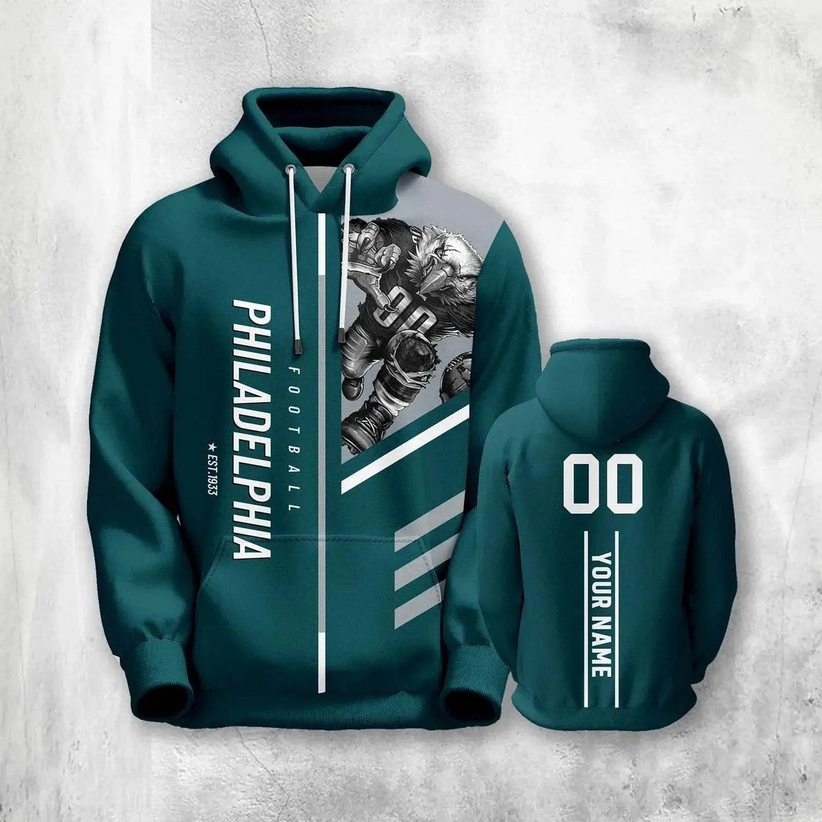  Personalized Philadelphia Football Hoodie for All Ages - 3D Printed City Mascot Sweatshirt with Custom Name & Number (S-5XL) -  ToylandEU™