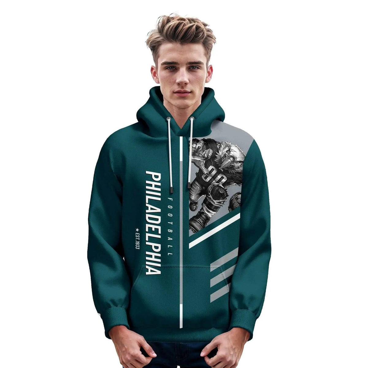 Personalized Philadelphia Football Hoodie for All Ages - 3D Printed City Mascot Sweatshirt with Custom Name & Number (S-5XL) -  ToylandEU™