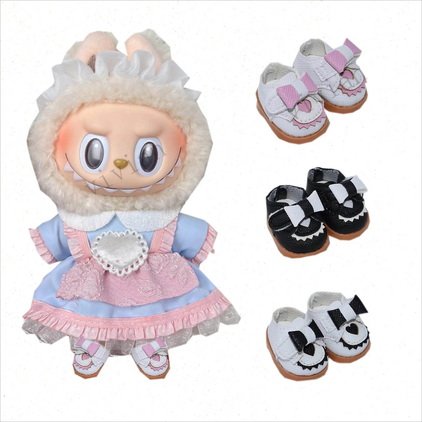 For 10cm Cotton Doll Princess Leather Shoes BJD Accessories 3.8cm Color Matching Shoes for 15-17cm Labubu Outfit - ToylandEU