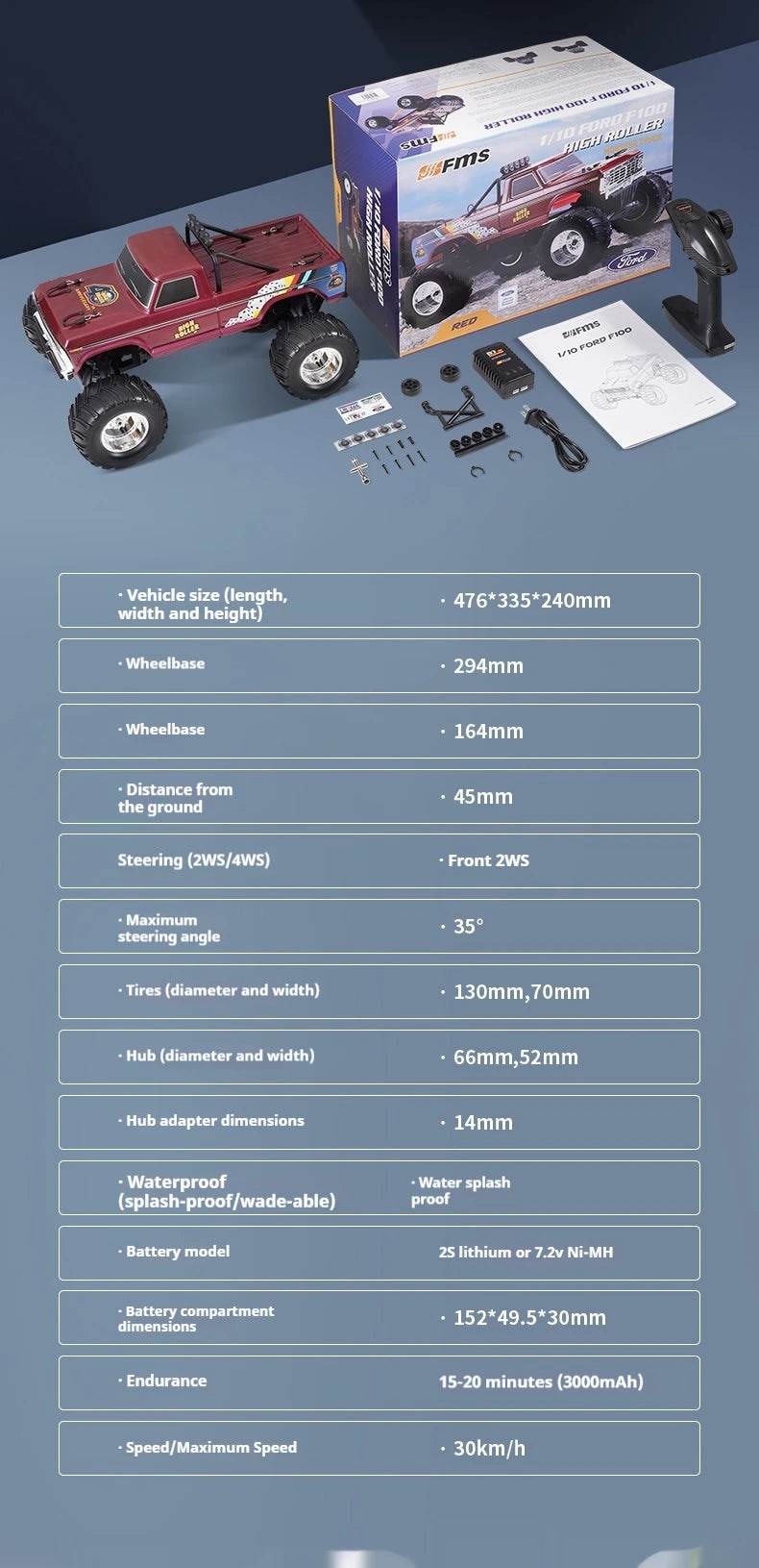 For Fms 1:10Fmt F100 High-Speed Monster Truck Remote Control - ToylandEU