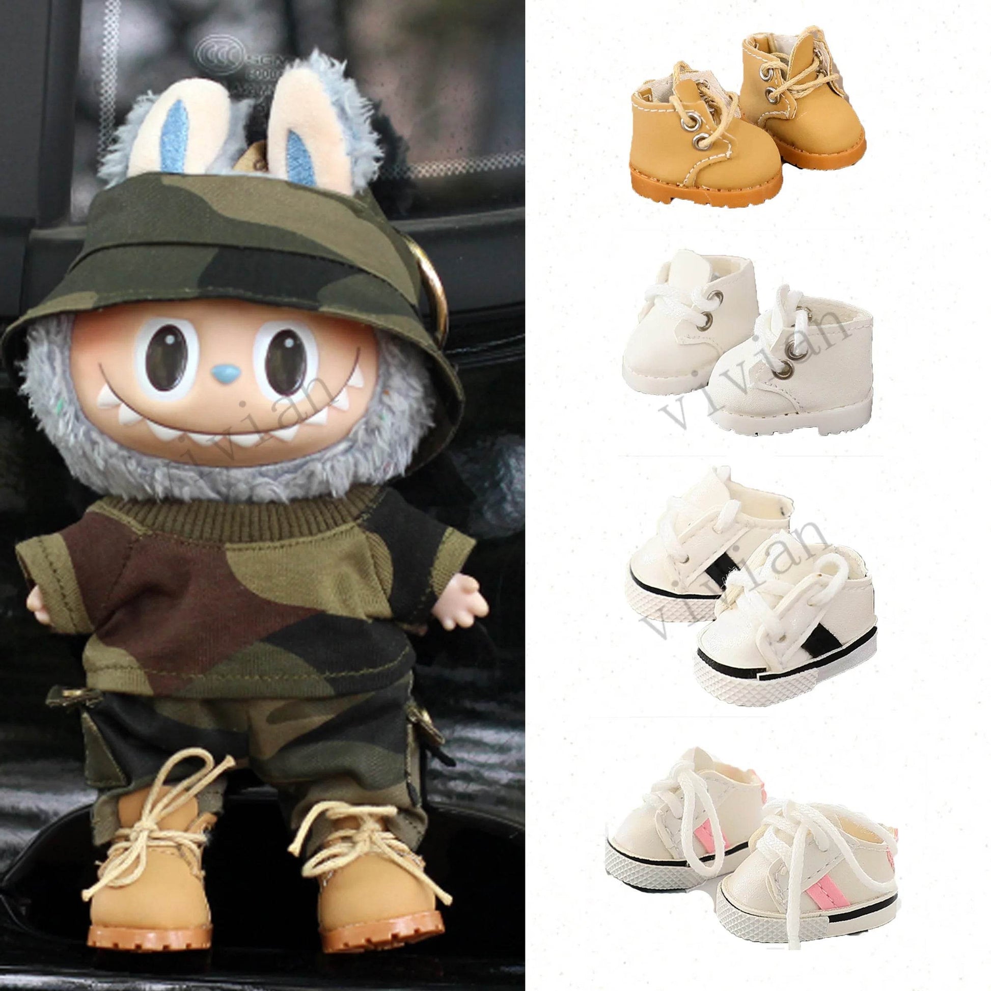 For Ropa LABUBU 15 to 17cm Cotton Doll Shoes Casual Sports Canvas Martin Boots Accessories for Labubu Outfits - ToylandEU