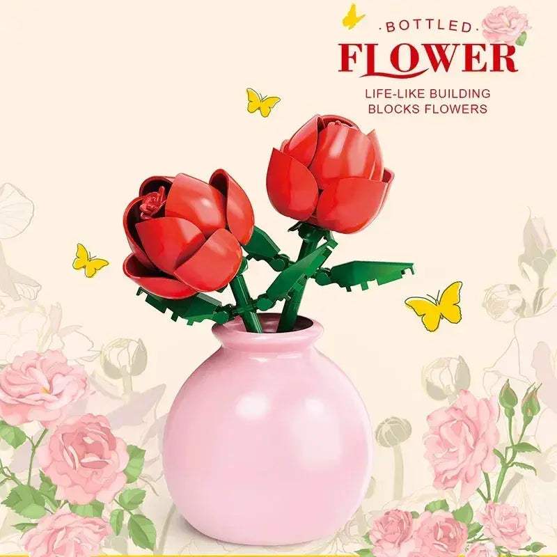 Forever Rose Building Blocks With Display Case Gift - ToylandEU