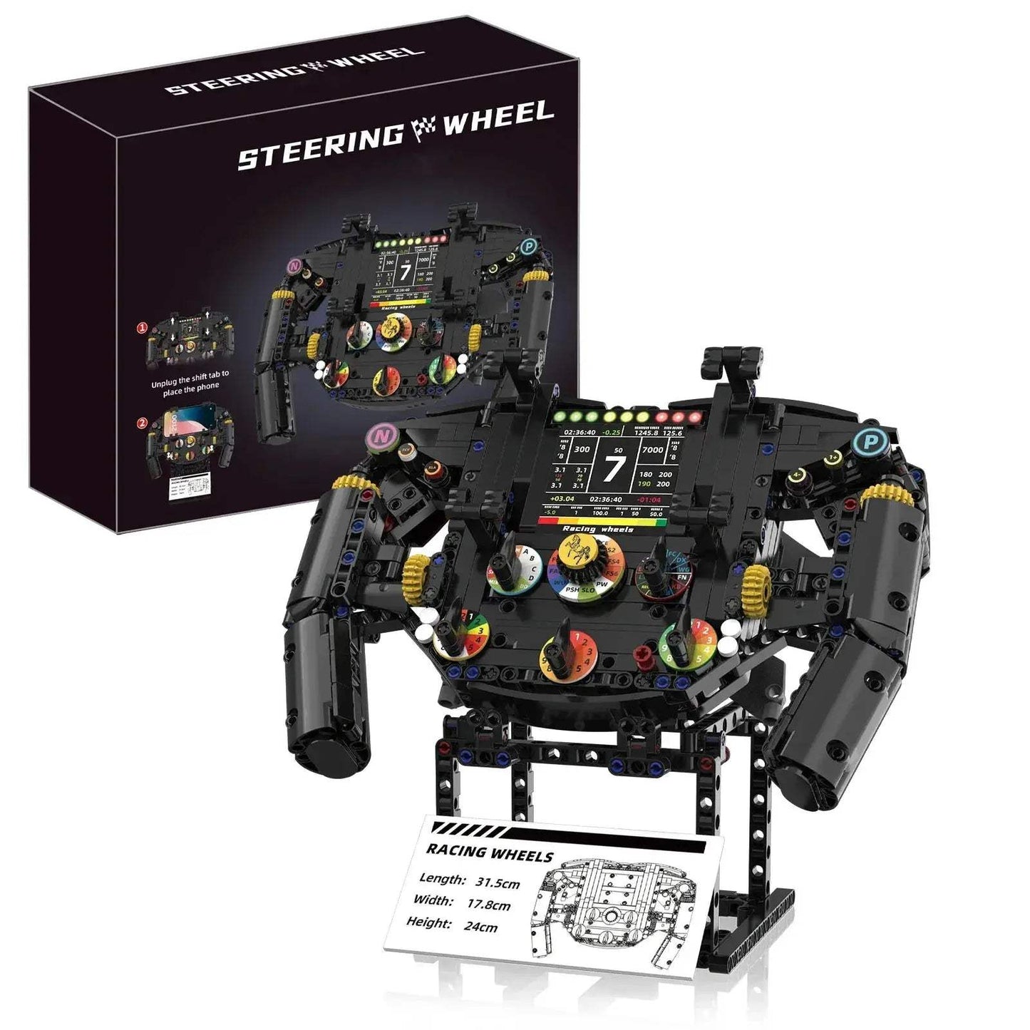 Formula One Steering Wheel Building Blocks DIY Toy Phone Holder - ToylandEU