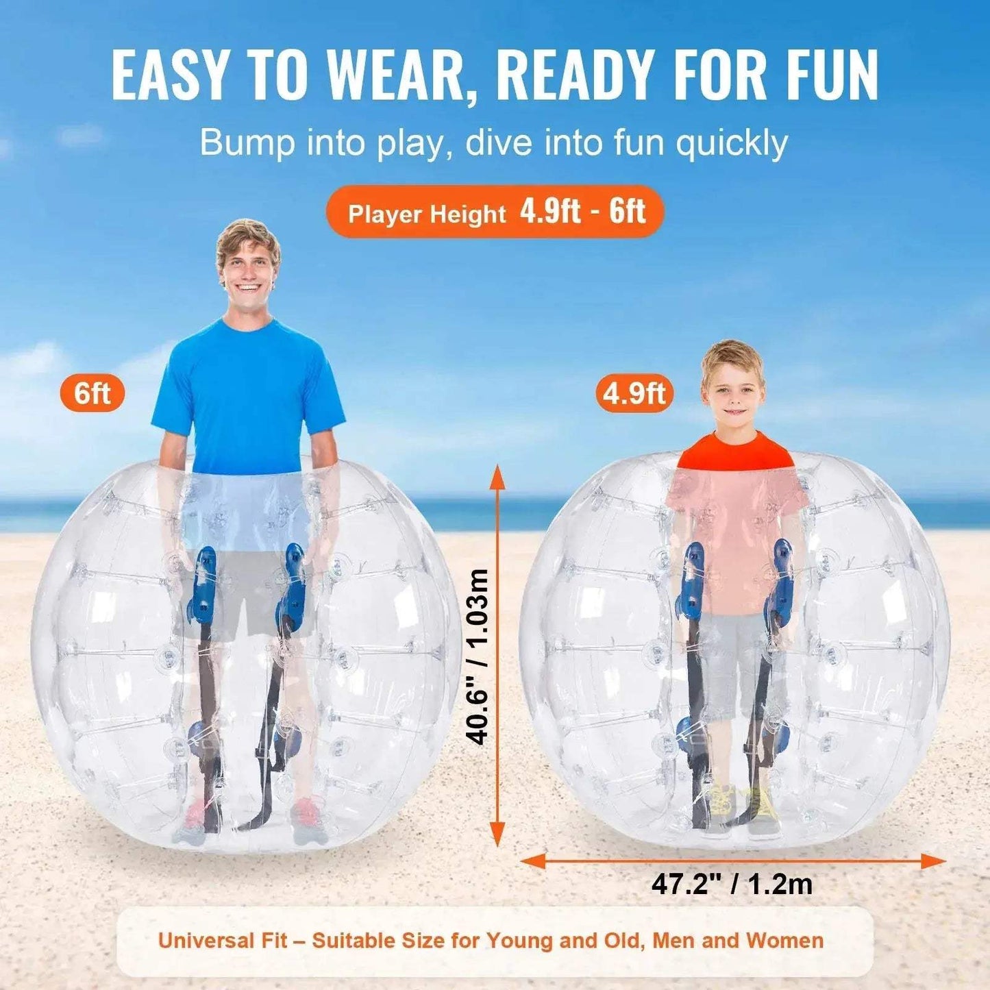 Four Feet Inflatable Bumper Ball Zorb Thick PVC Safe Fun - ToylandEU