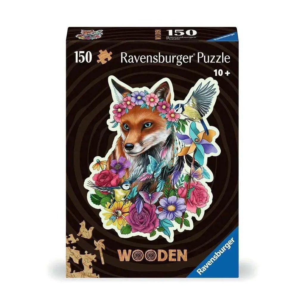  Fox Shaped Wooden Puzzle Hand Crafted Colorful Blooms -  ToylandEU™