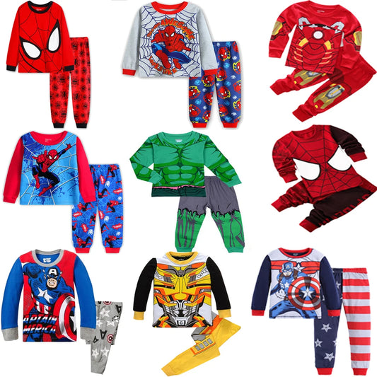 Free Shipping Cotton Pajamas Unisex Long Sleeve Spider Man Cartoon Theme For Kids Ages 4 To 6 - ToylandEU