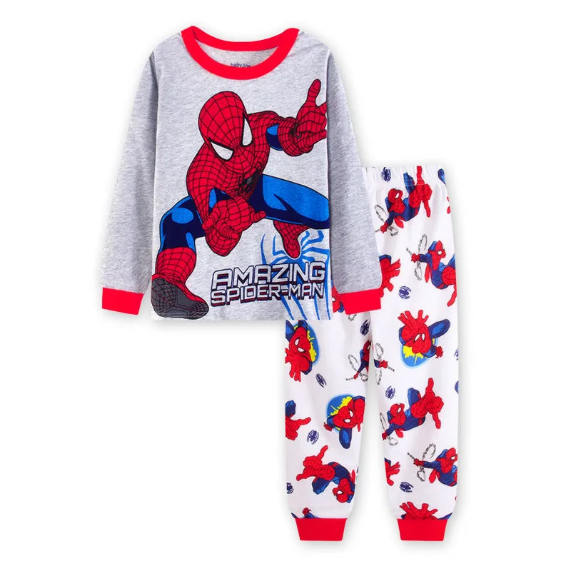 Free Shipping Cotton Pajamas Unisex Long Sleeve Spider Man Cartoon Theme For Kids Ages 4 To 6 - ToylandEU