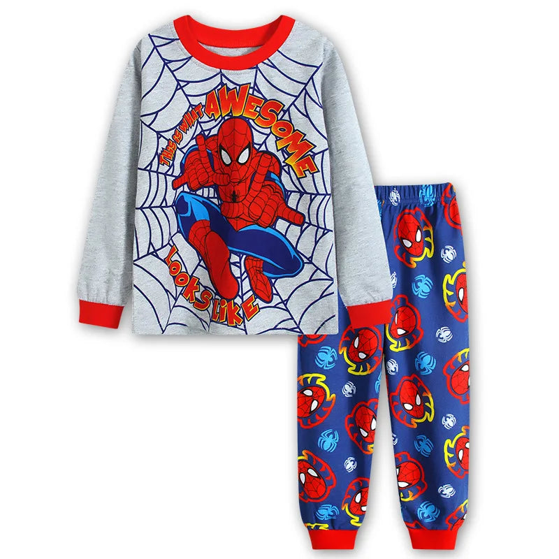 Free Shipping Cotton Pajamas Unisex Long Sleeve Spider Man Cartoon Theme For Kids Ages 4 To 6 - ToylandEU