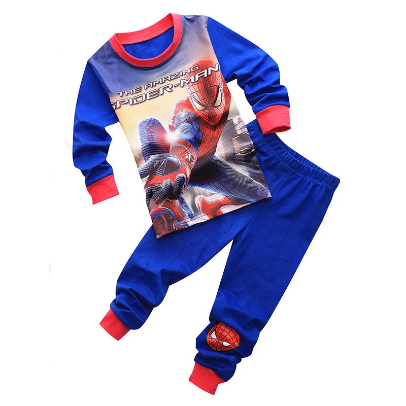 Free Shipping Cotton Pajamas Unisex Long Sleeve Spider Man Cartoon Theme For Kids Ages 4 To 6 - ToylandEU