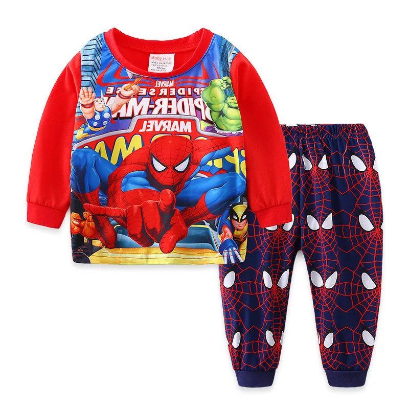 Free Shipping Cotton Pajamas Unisex Long Sleeve Spider Man Cartoon Theme For Kids Ages 4 To 6 - ToylandEU