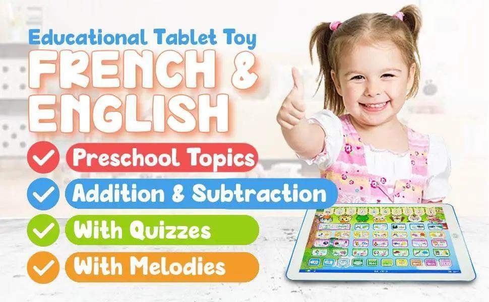 French English Bilingual Learning Tablet Toy Learn Alphabet ABC Numbers Words Spelling Interactive Educational Toys for Kids - ToylandEU