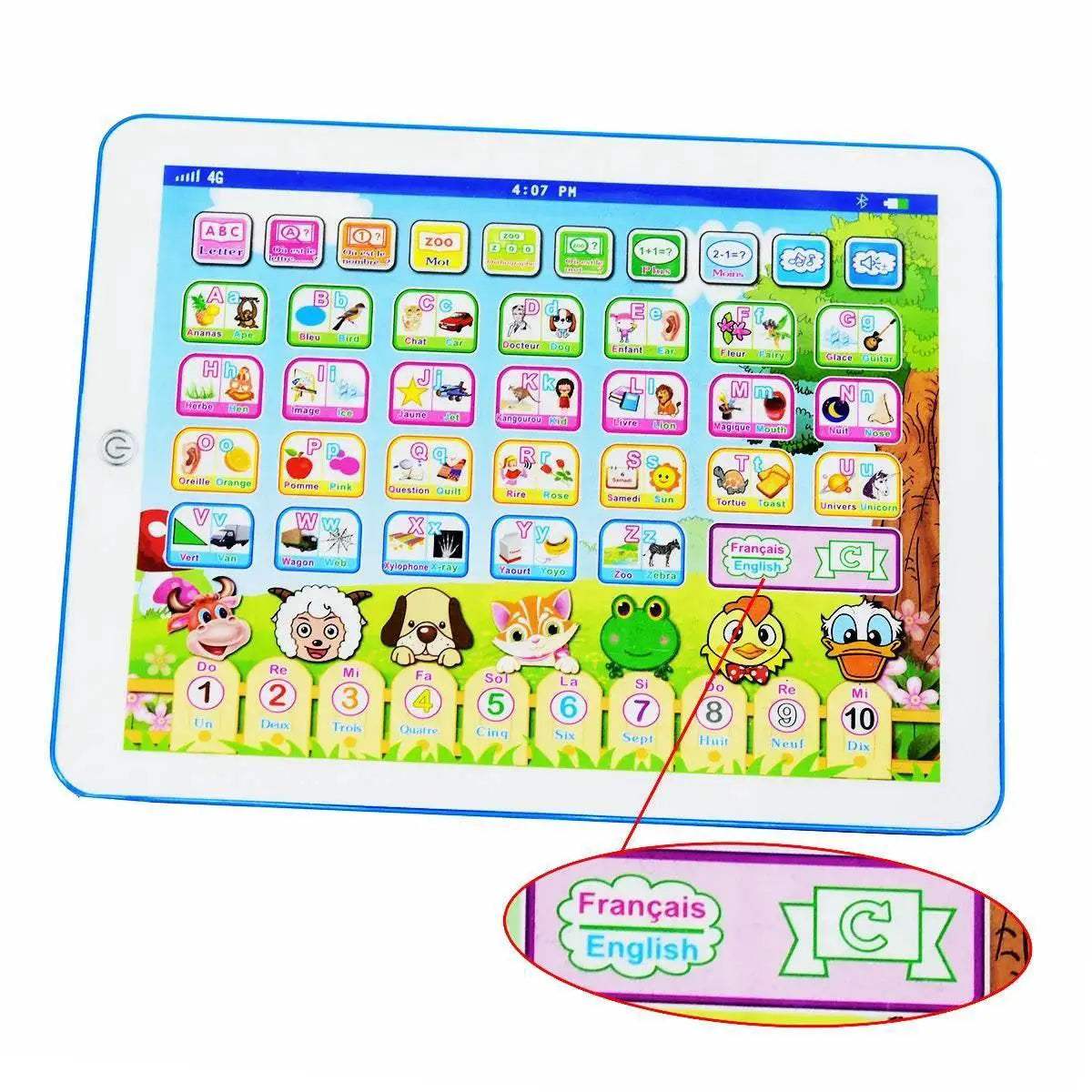 French English Bilingual Learning Tablet Toy Learn Alphabet ABC Numbers Words Spelling Interactive Educational Toys for Kids - ToylandEU
