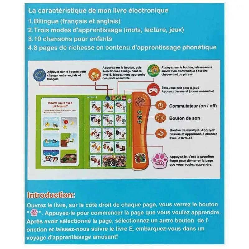  French and English Bilingual Finger Reading Children's Voice Book Intelligent Learning Toys French E-book Early Education Tool -  ToylandEU™