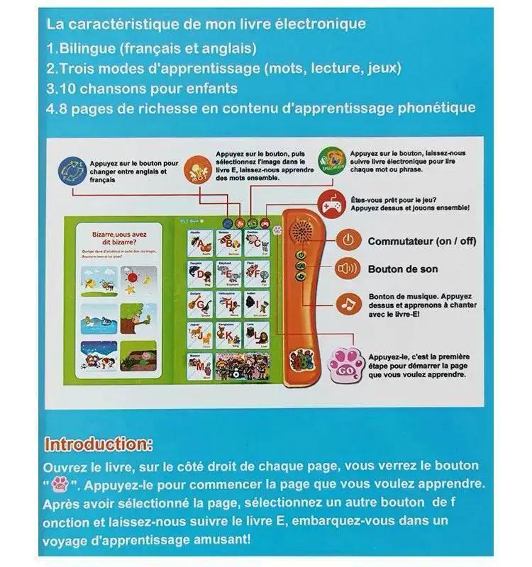  French and English Bilingual Finger Reading Children's Voice Book Intelligent Learning Toys French E-book Early Education Tool -  ToylandEU™