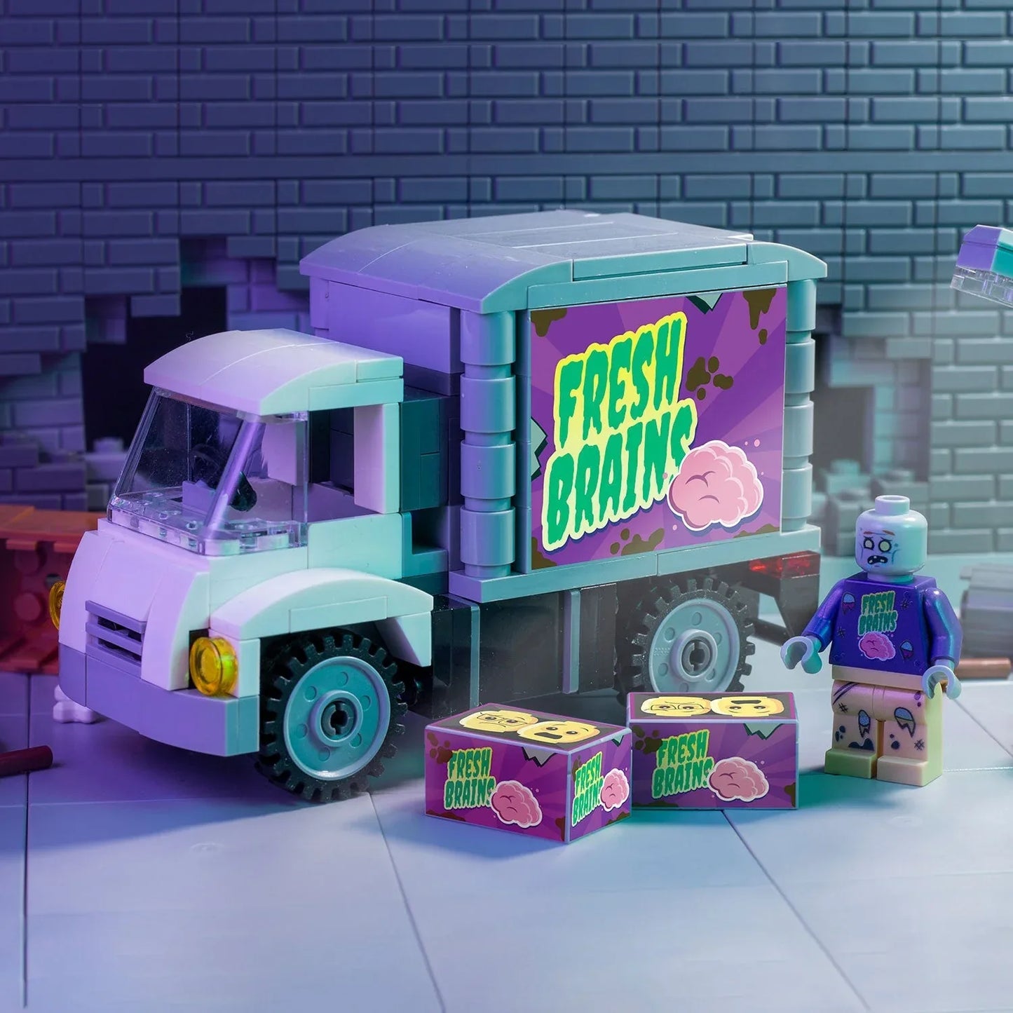 Fresh Brains Zombie Delivery Truck w/ Custom Minifig made using LEGO parts - B3 Customs - ToylandEU