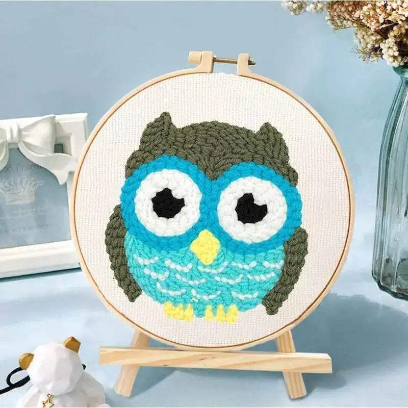  Friendly Owl Punch Needle Craft Kit - Beginner's DIY Embroidery Set, 20x20cm, Fun Needlework for Adults -  ToylandEU™