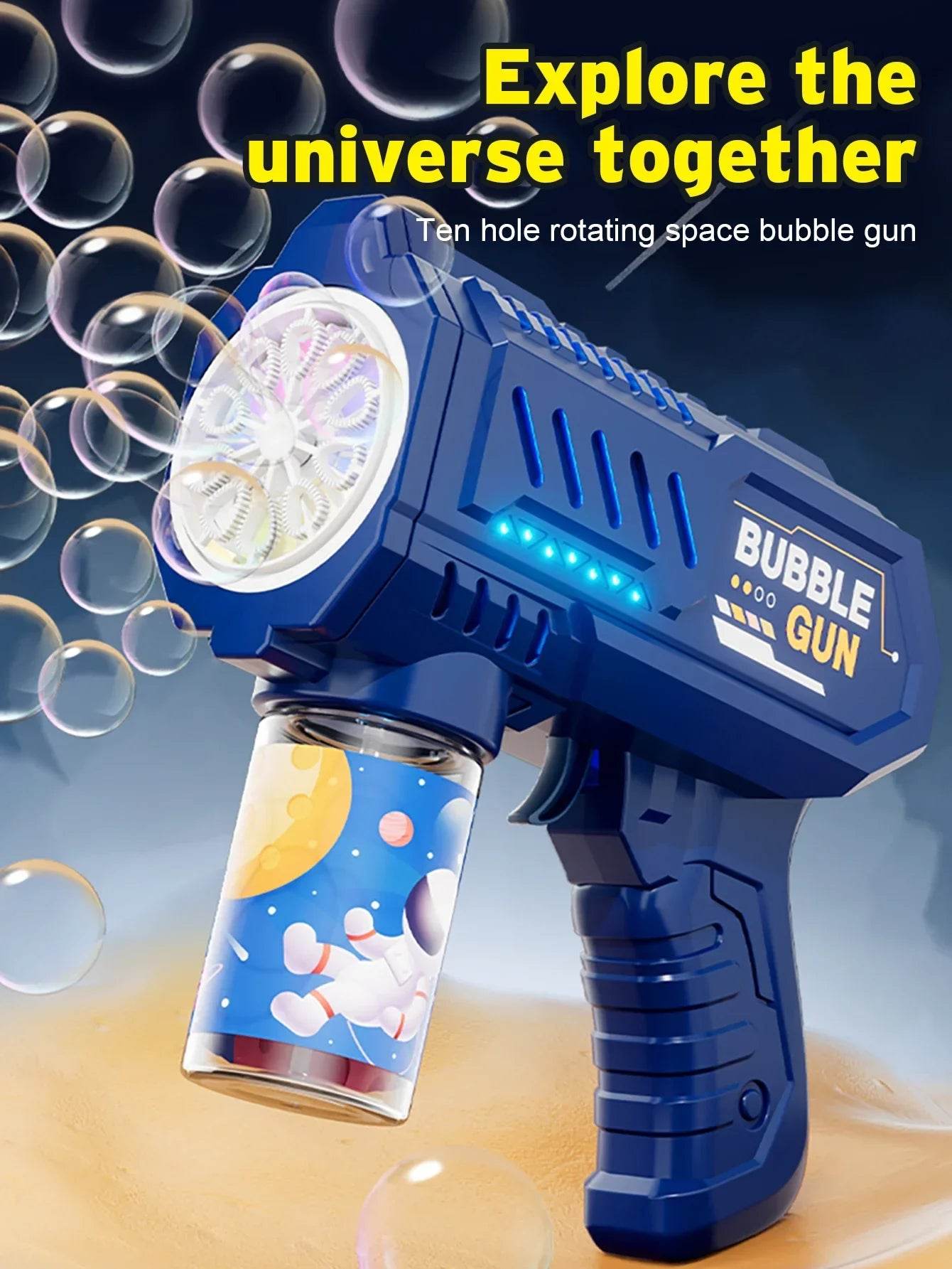 Fully Automatic Bubble Gun Rocket Bubbles Machine Automatic Blower with Bubble Liquid Toy for Kids Beach Outdoor Gifts - ToylandEU