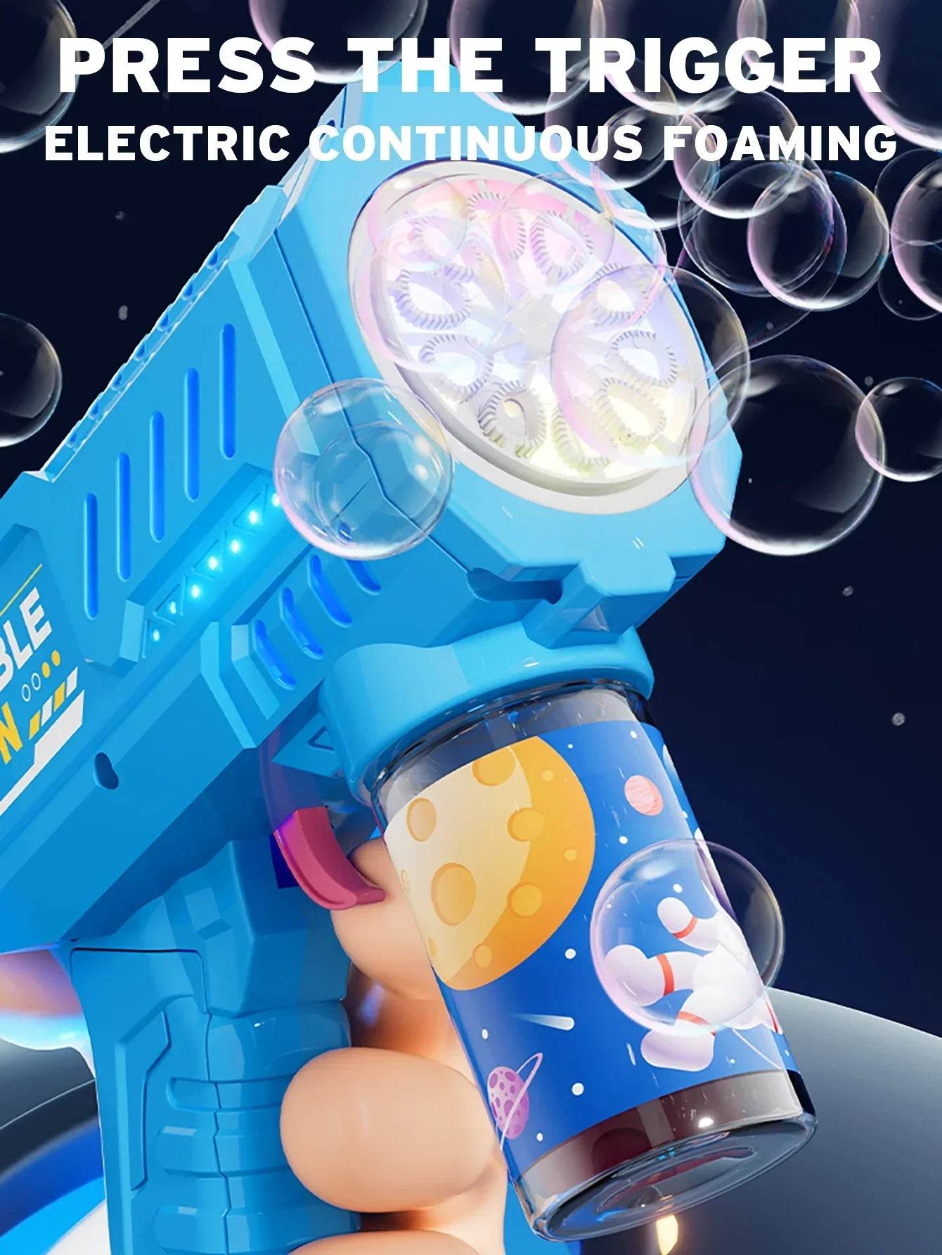 Fully Automatic Bubble Gun Rocket Bubbles Machine Automatic Blower with Bubble Liquid Toy for Kids Beach Outdoor Gifts - ToylandEU
