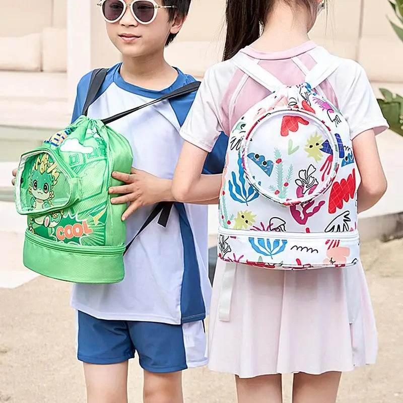 Fun Cartoon Kids Swim Backpack with Wet/Dry Storage & Shoe Pocket - ToylandEU