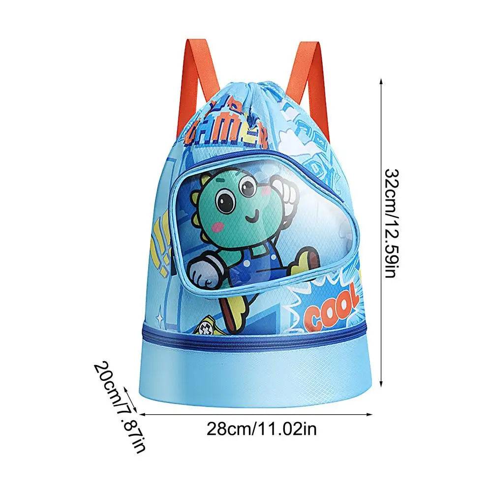 Fun Cartoon Kids Swim Backpack with Wet/Dry Storage & Shoe Pocket - ToylandEU