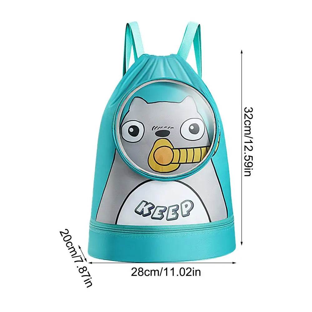Fun Cartoon Kids Swim Backpack with Wet/Dry Storage & Shoe Pocket - ToylandEU