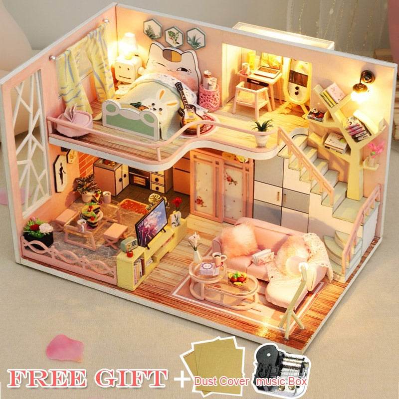 Fun-Filled CUTEBEE DIY Wooden Dollhouse Puzzle Kit - Perfect Craft Toy for Kids 12+ - ToylandEU