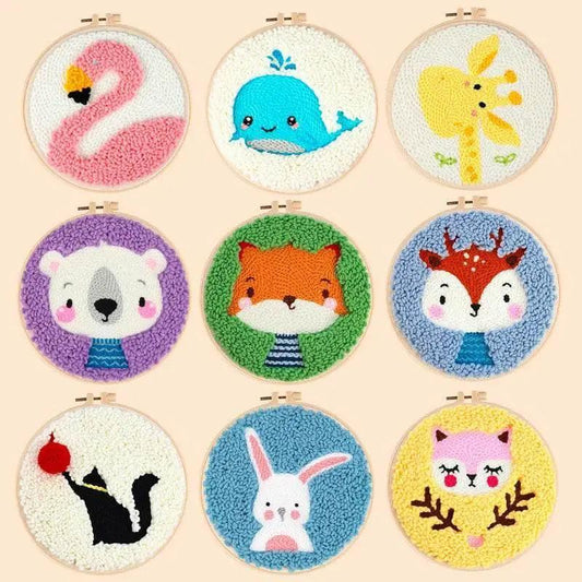  Fun and Easy Punch Needle Embroidery Kit for All Ages - Colorful Animal Cross Stitch Yarn Crafting Set -  ToylandEU™