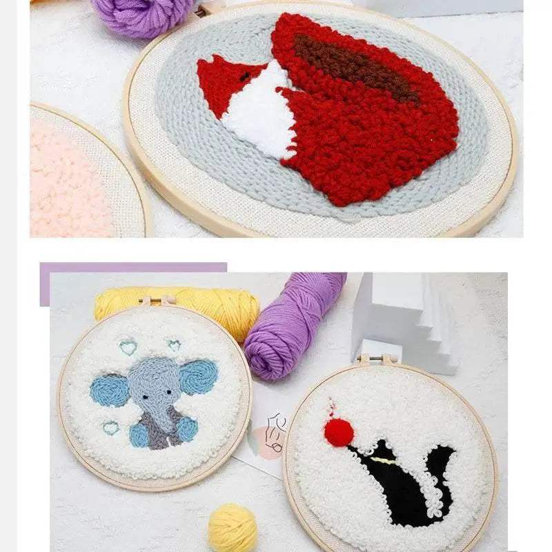  Fun and Easy Punch Needle Embroidery Kit for All Ages - Colorful Animal Cross Stitch Yarn Crafting Set -  ToylandEU™