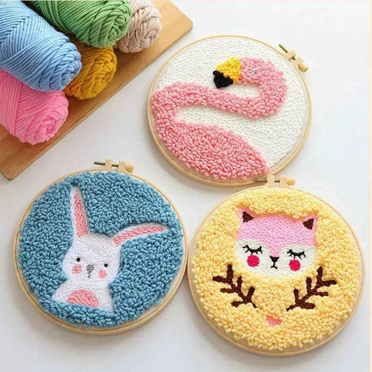 Fun and Easy Punch Needle Embroidery Kit for All Ages - Colorful Animal Cross Stitch Yarn Crafting Set -  ToylandEU™
