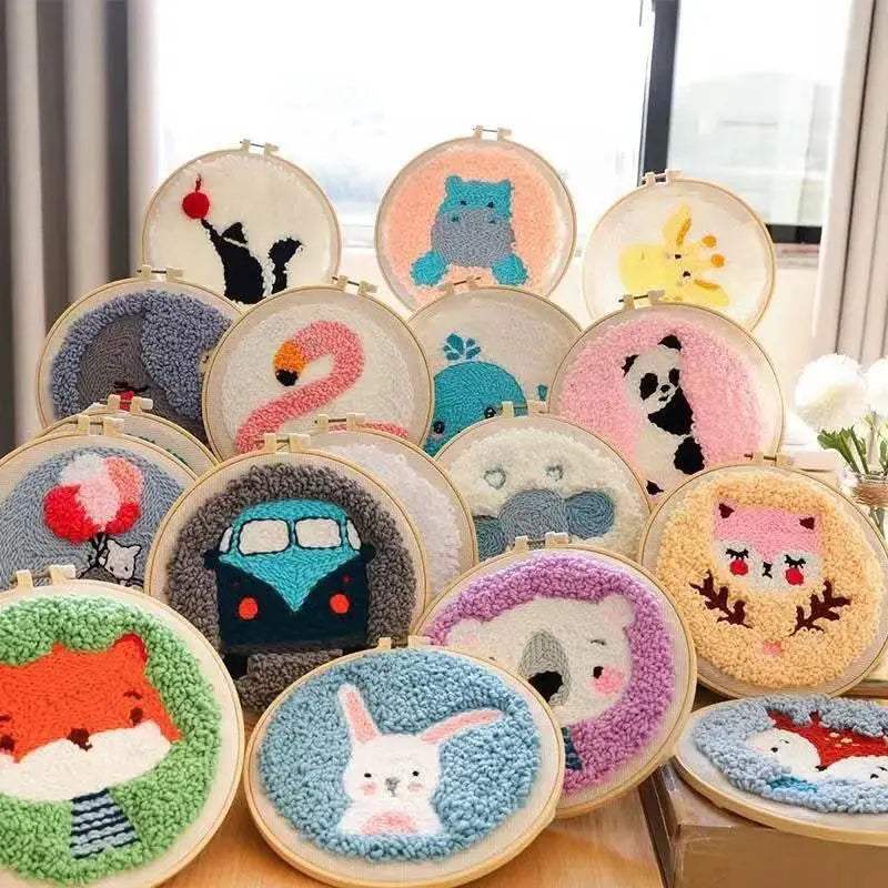  Fun and Easy Punch Needle Embroidery Kit for All Ages - Colorful Animal Cross Stitch Yarn Crafting Set -  ToylandEU™