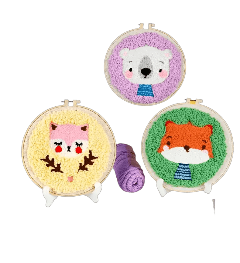  Fun and Easy Punch Needle Embroidery Kit for All Ages - Colorful Animal Cross Stitch Yarn Crafting Set -  ToylandEU™