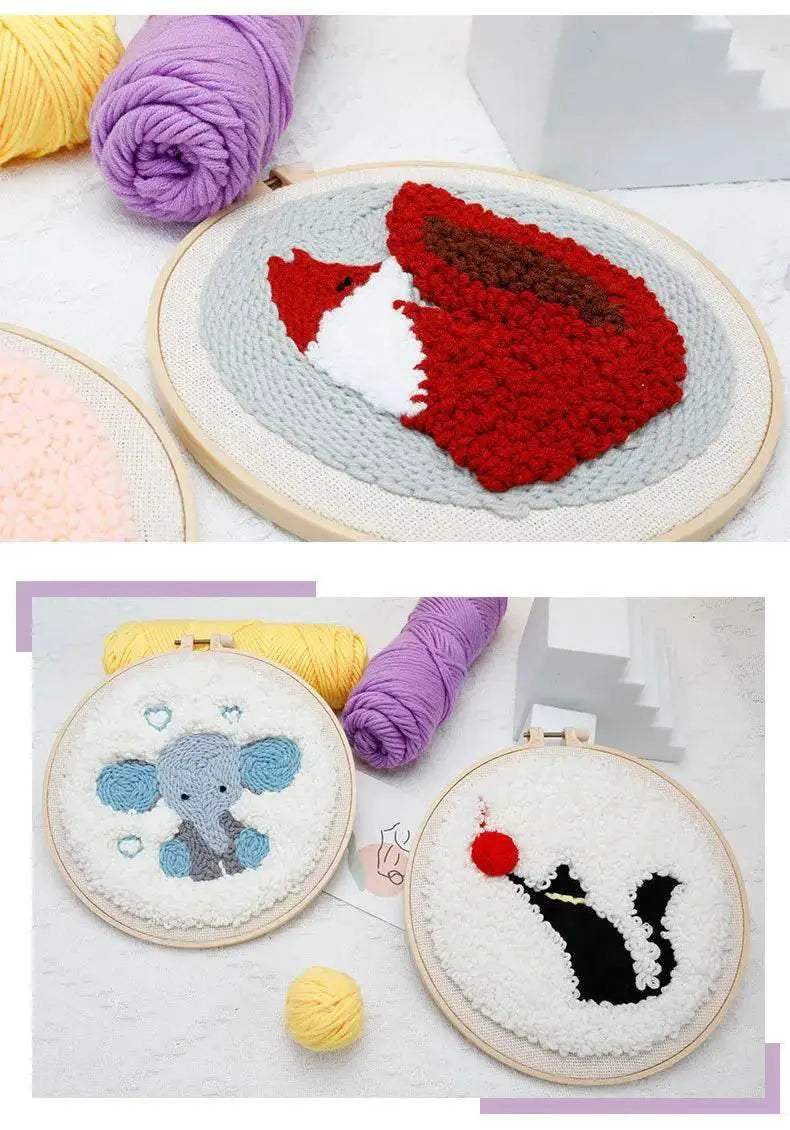  Fun and Easy Punch Needle Embroidery Kit for All Ages - Colorful Animal Cross Stitch Yarn Crafting Set -  ToylandEU™