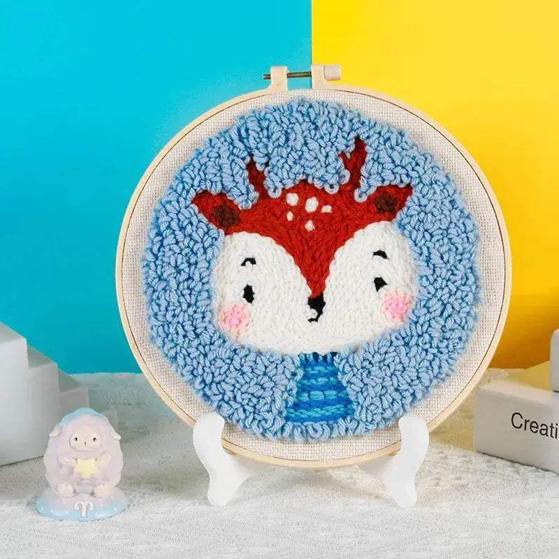  Fun and Easy Punch Needle Embroidery Kit for All Ages - Colorful Animal Cross Stitch Yarn Crafting Set -  ToylandEU™