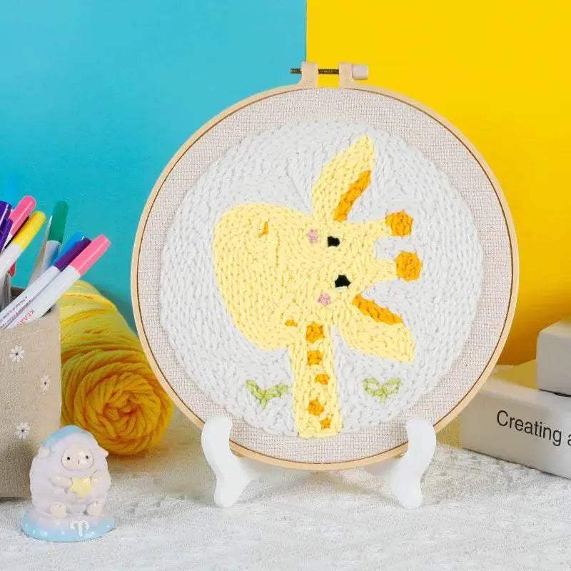  Fun and Easy Punch Needle Embroidery Kit for All Ages - Colorful Animal Cross Stitch Yarn Crafting Set -  ToylandEU™