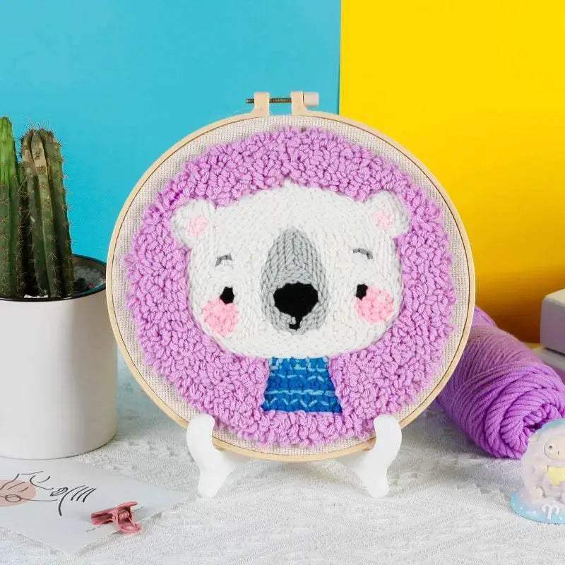  Fun and Easy Punch Needle Embroidery Kit for All Ages - Colorful Animal Cross Stitch Yarn Crafting Set -  ToylandEU™