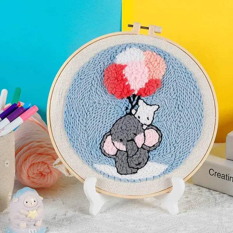  Fun and Easy Punch Needle Embroidery Kit for All Ages - Colorful Animal Cross Stitch Yarn Crafting Set -  ToylandEU™