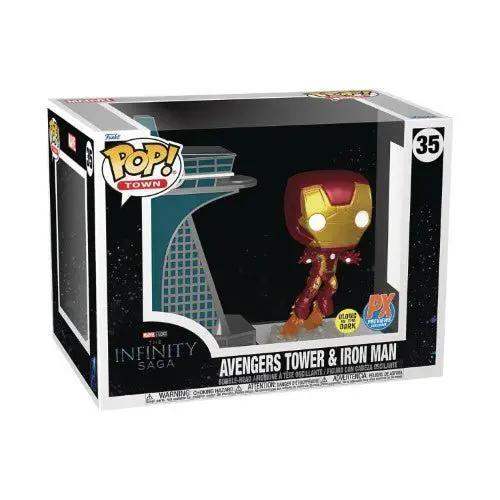 Funko Pop! Town 35 - Marvel Avengers Tower & Iron Man Glow in the Dark Bobblehead Figure - Previews Exclusive - ToyShnip