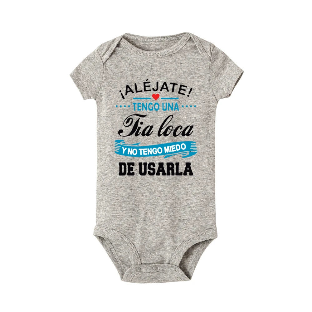 Funny Baby Romper With Slogan Stay Away I Have A Crazy Aunt Unisex Newborn Short Sleeve Jumpsuit - ToylandEU