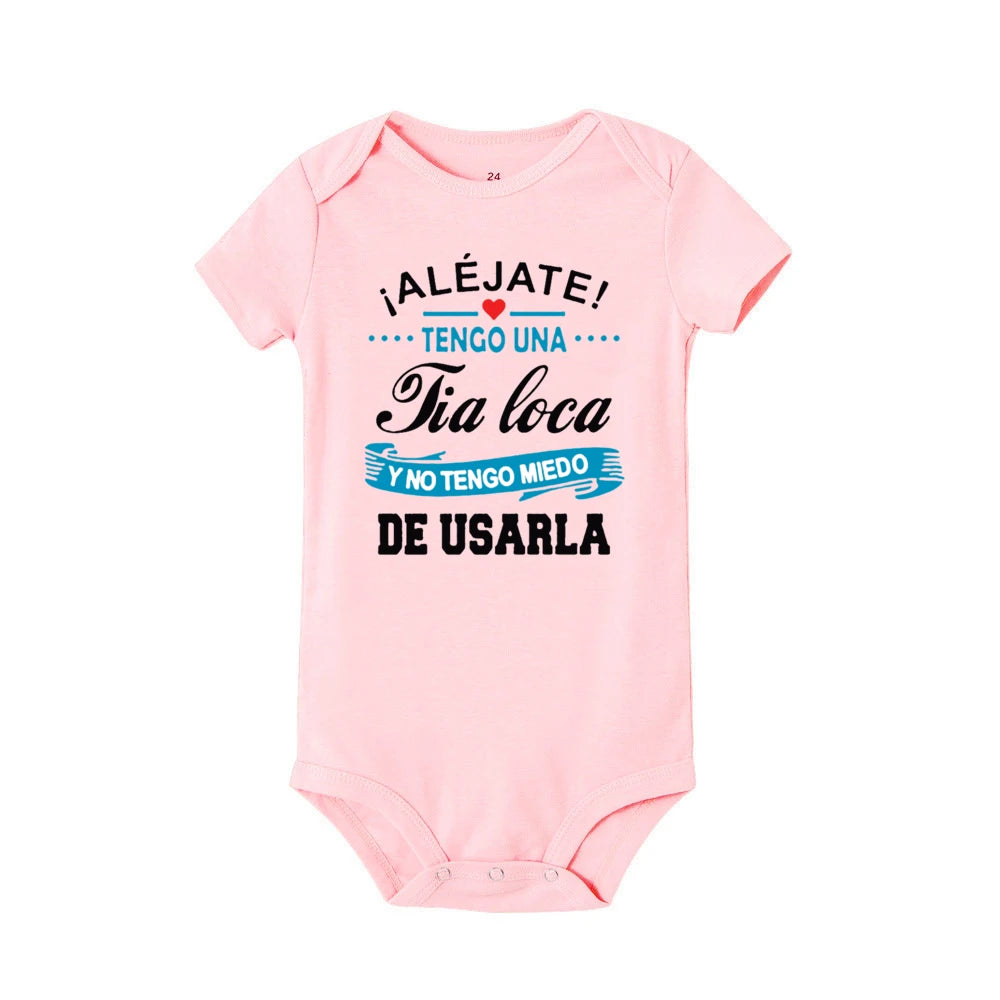 Funny Baby Romper With Slogan Stay Away I Have A Crazy Aunt Unisex Newborn Short Sleeve Jumpsuit - ToylandEU